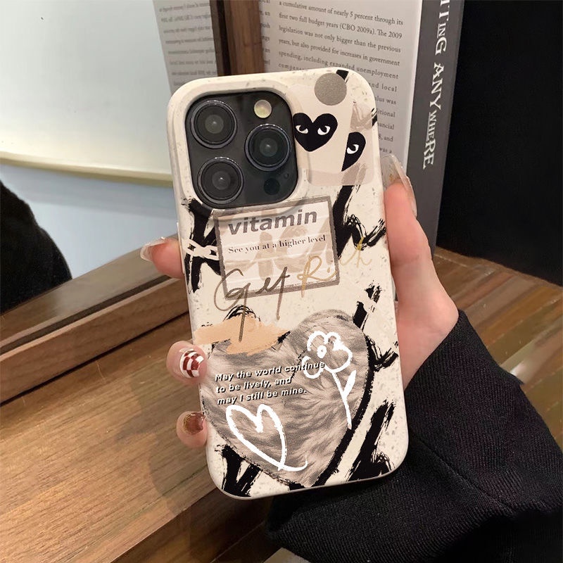 Ốp Điện Thoại Dẻo Họa Tiết Trái Tim Phong Cách Graffiti Đơn Giản Chống Sốc Cho iPhone12 14Pro13In 8p7 max 11 R0ZJ