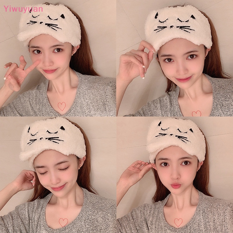 Băng Đô Cài Tóc Rửa Mặt Hình Mèo Bằng Lông Cừu San Hô Dễ Thương Cho Nữ