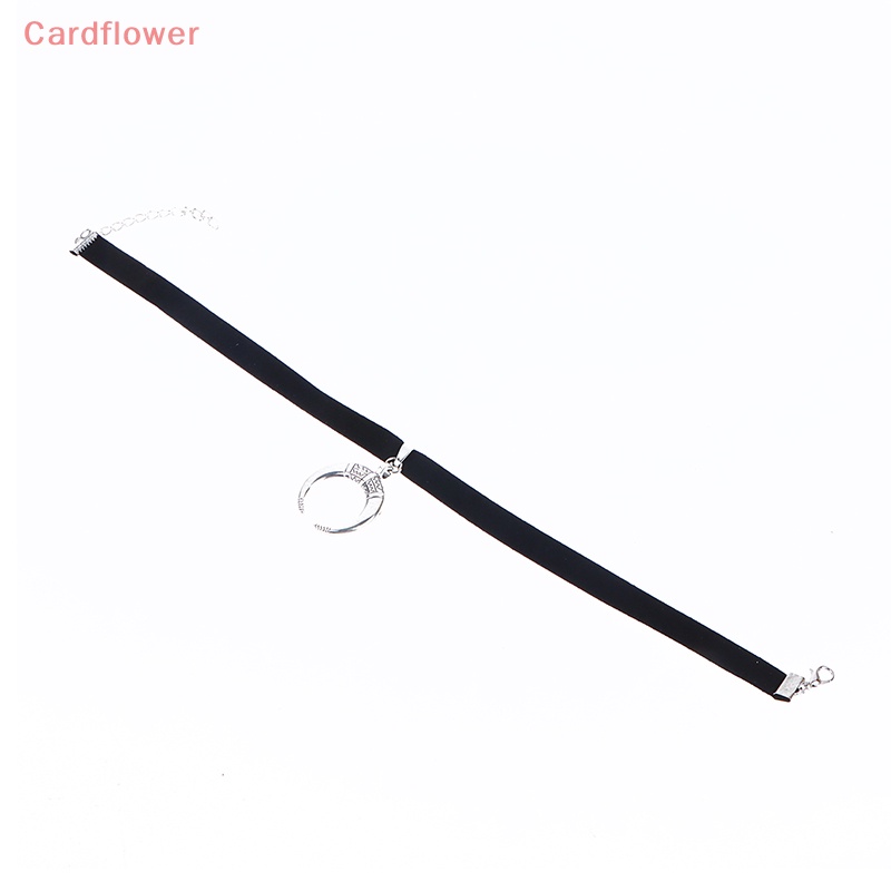 < Cardflower > Vòng Cổ Choker Dây Nhung Đen Mặt Trăng Gothic Cho Nữ Mujer Mới