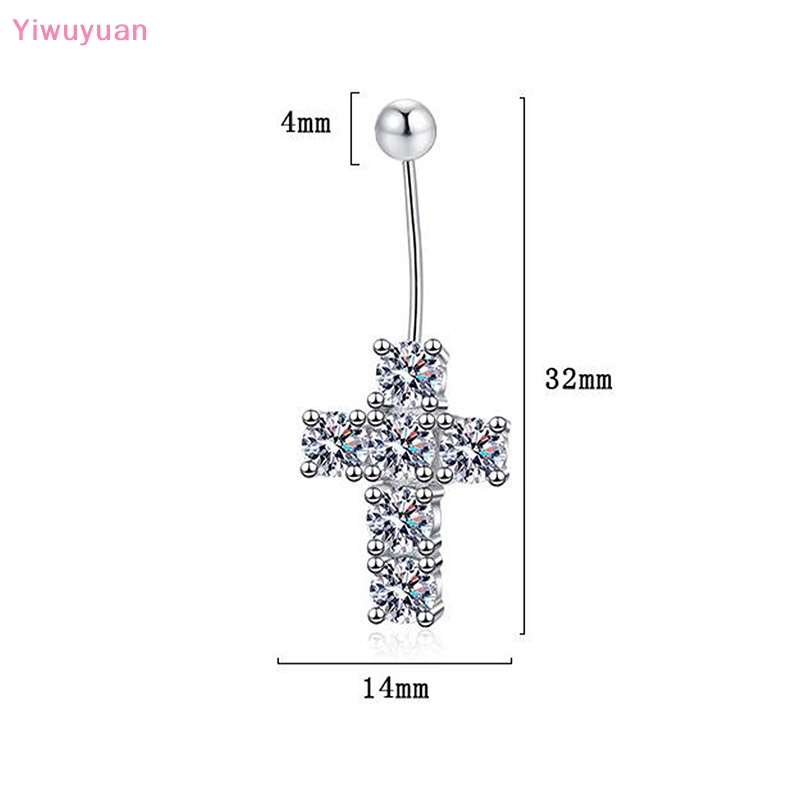 < Yiwuyuan > Khuyên Rốn Đính Đá Pha Lê Hình Thánh Giá Thời Trang Mới Quyến Rũ Cho Nữ