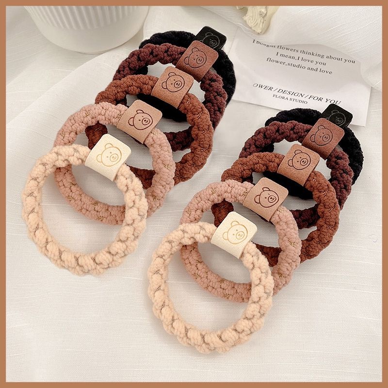 Set 10 Dây Buộc Tóc Cao Su Dày Dặn Co Giãn Hình Gấu Hoạt Hình Phong Cách Hàn Quốc Cho Bé Gái