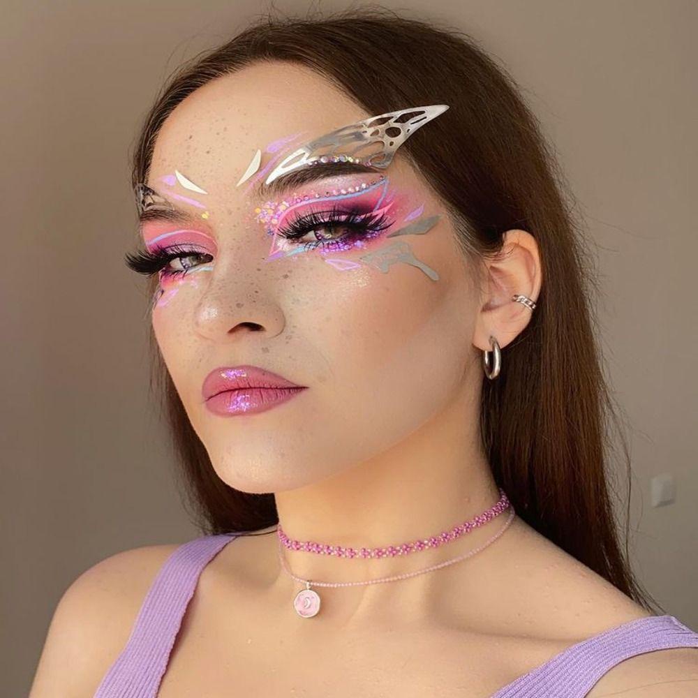 Miếng Dán Hình Xăm Kim Tuyến Nhiều Màu Sắc Trang Điểm Mặt / Kẻ Mắt Tạm Thời