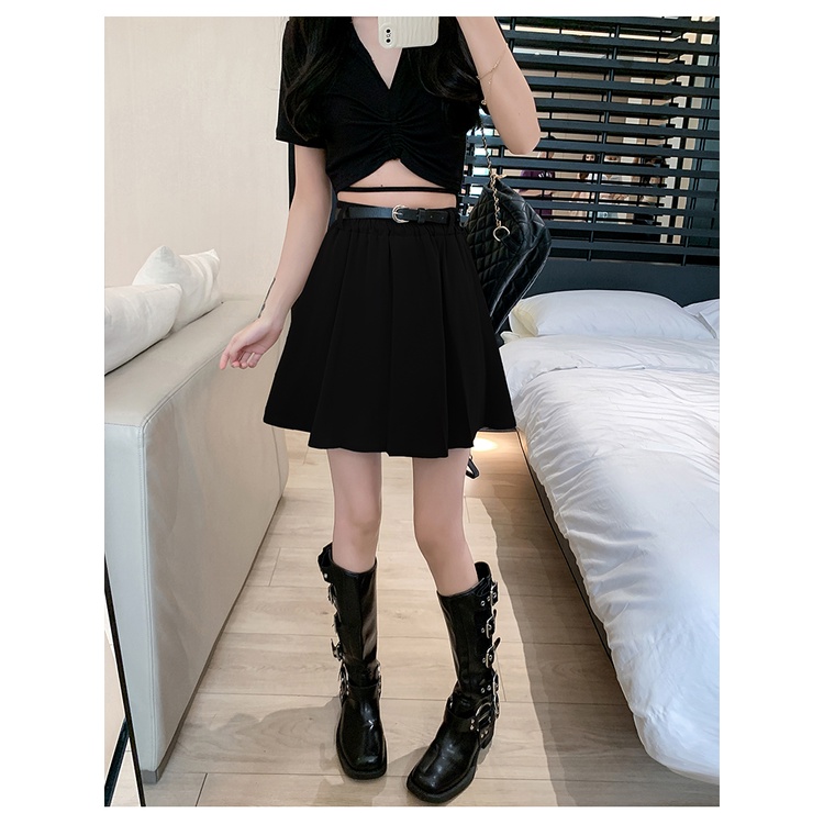 Chân Váy Chữ A Lưng Cao Màu Trơn Thời Trang Mùa Hè Mới Cho Nữ