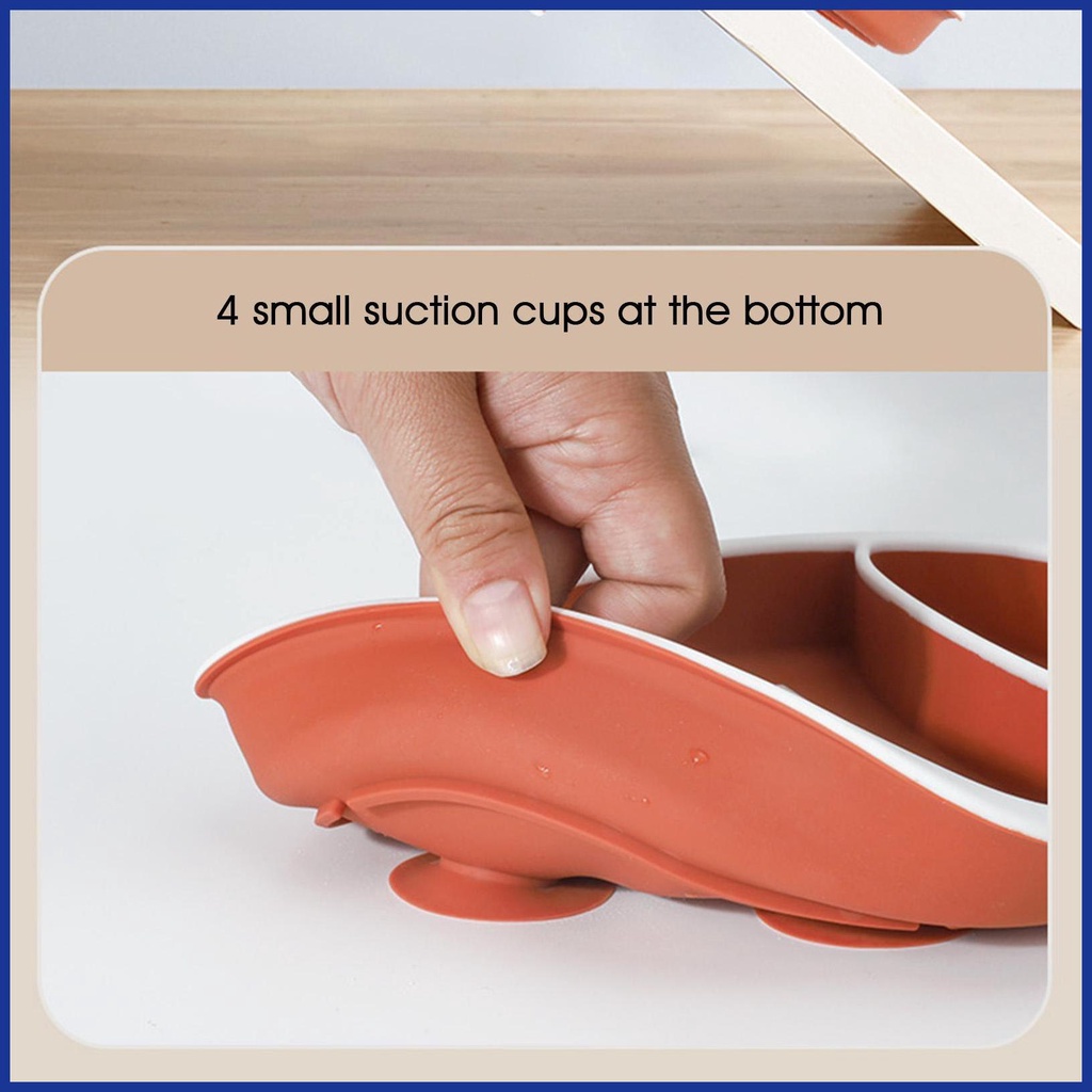 Đĩa Ăn Chia Ngăn Bằng Silicone Hình Bóng Bầu Dục Cho Bé