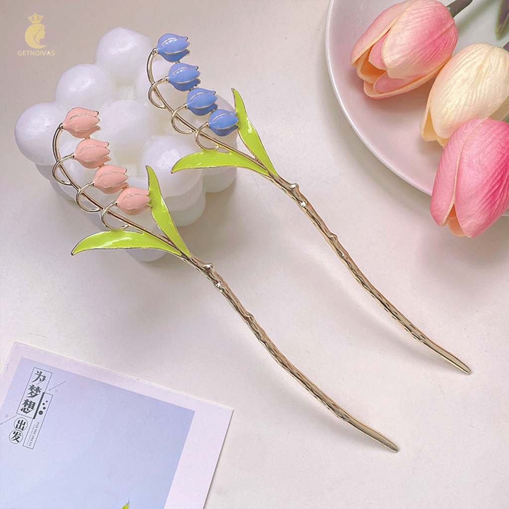 GETNOIVAS Trâm Cài Tóc Hình Hoa Tulip Phong Cách Trung Quốc Thanh Lịch Cho Nữ