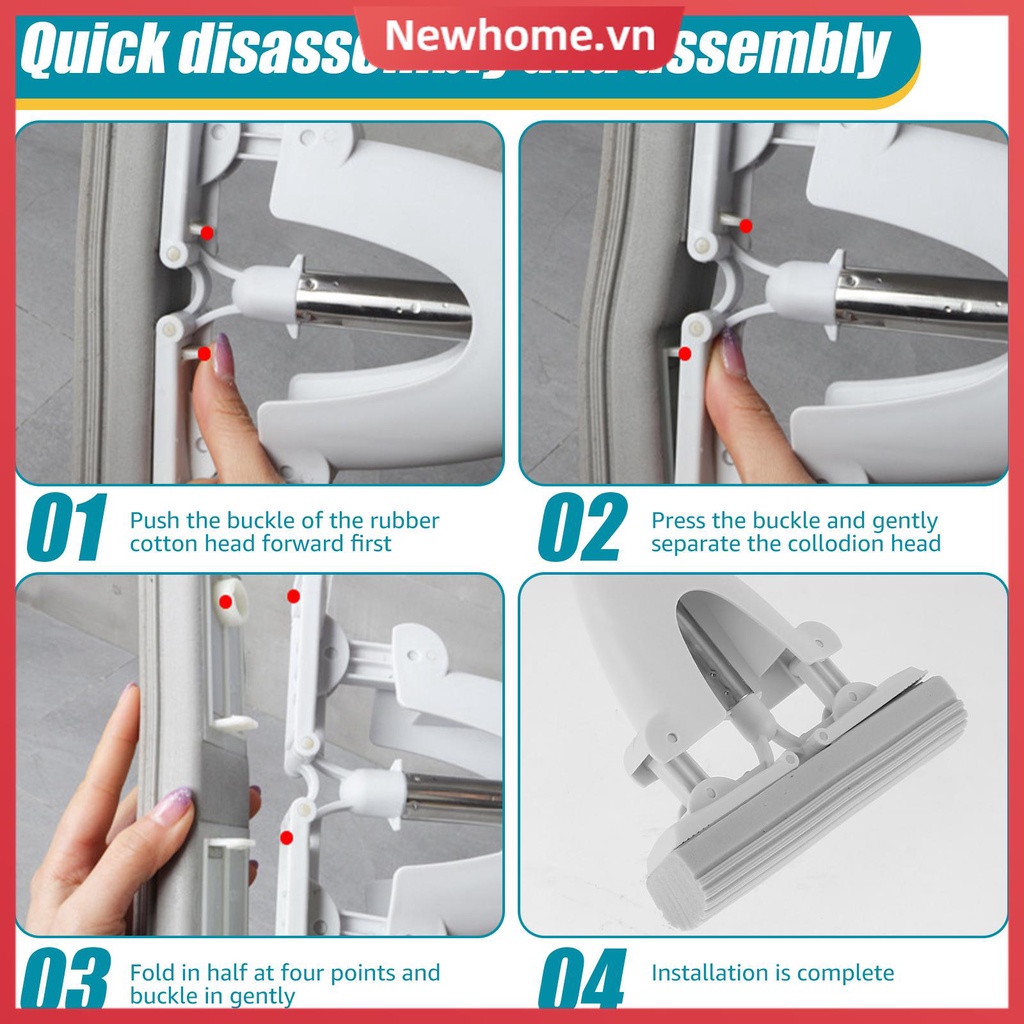 Cây Lau Nhà Xốp Mini Kèm 2 Đầu Mút Thay Thế Siêu Thấm Hút Tự Đóng Băng Cầm Tay SHOPTKC6768