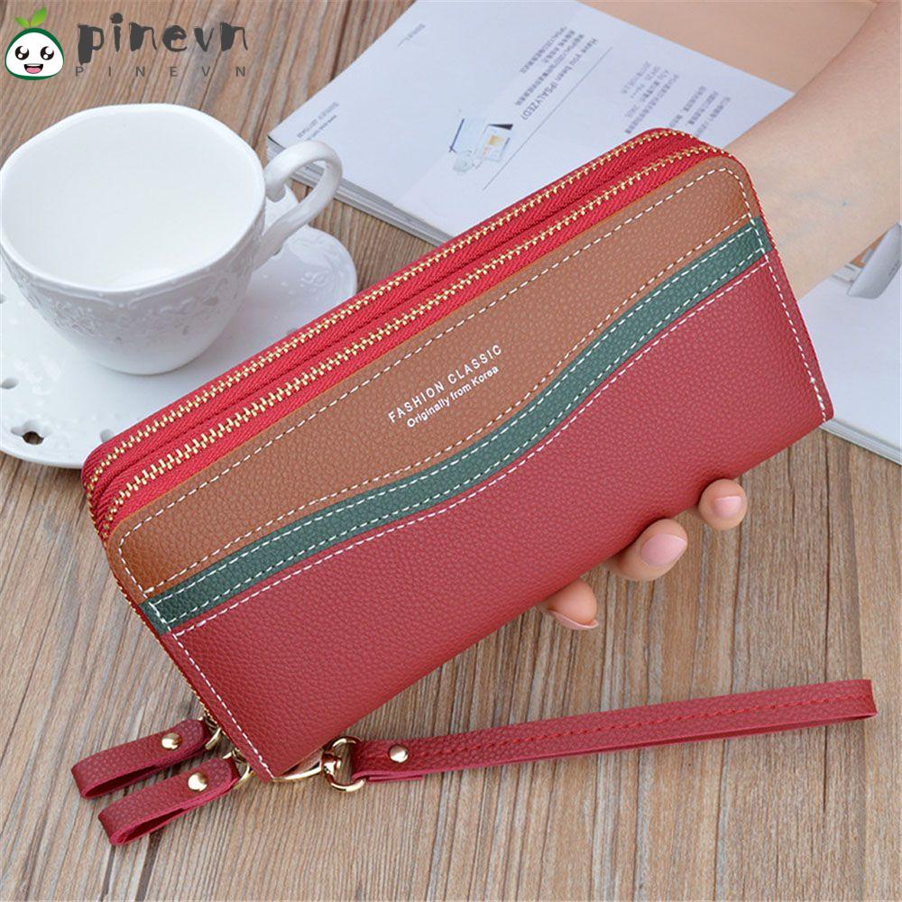 Ví Da Cầm Tay Dáng Dài Đính Kim Tuyến Lấp Lánh Giá Đỡ