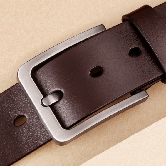 Thắt lưng nam da bò khóa gài LEANO, Dây nịt nam cao cấp da bò nguyên tấm