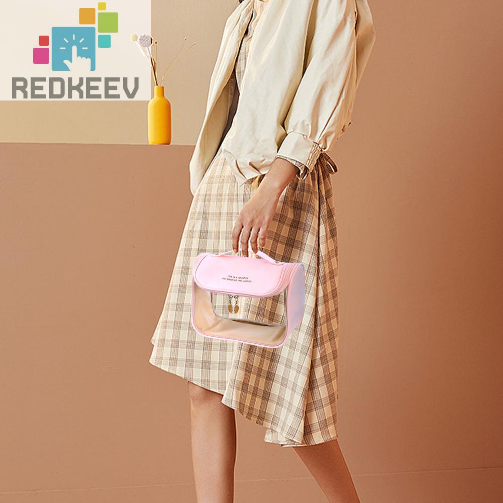 Túi Đựng Mỹ Phẩm Bằng PVC Sức Chứa Lớn Kèm Móc Treo Tiện Dụng