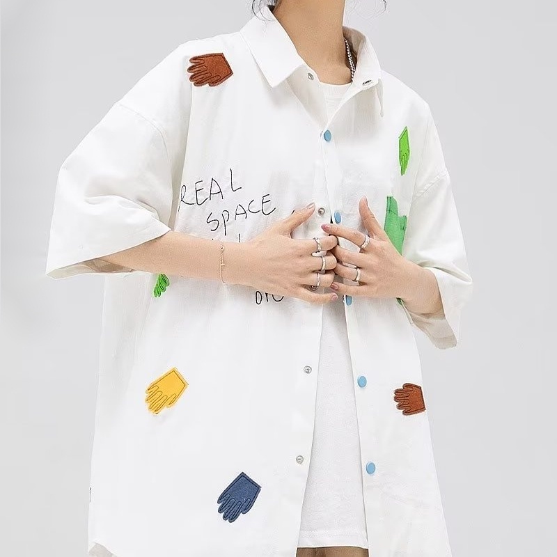 Áo Sơ Mi Ngắn Tay Dáng Rộng Thời Trang Mùa Hè Hàn Quốc Dành Cho Nam