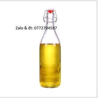 Chai thủy tinh tròn nắp gọng sắt - 1 lít