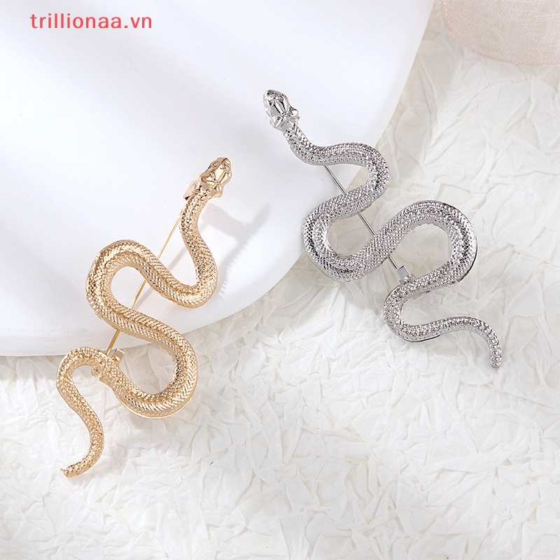Trillionaa Ghim Cài Áo Kim Loại Hình Rắn Màu Vàng Phong Cách Vintage Độc Đáo Thời Trang