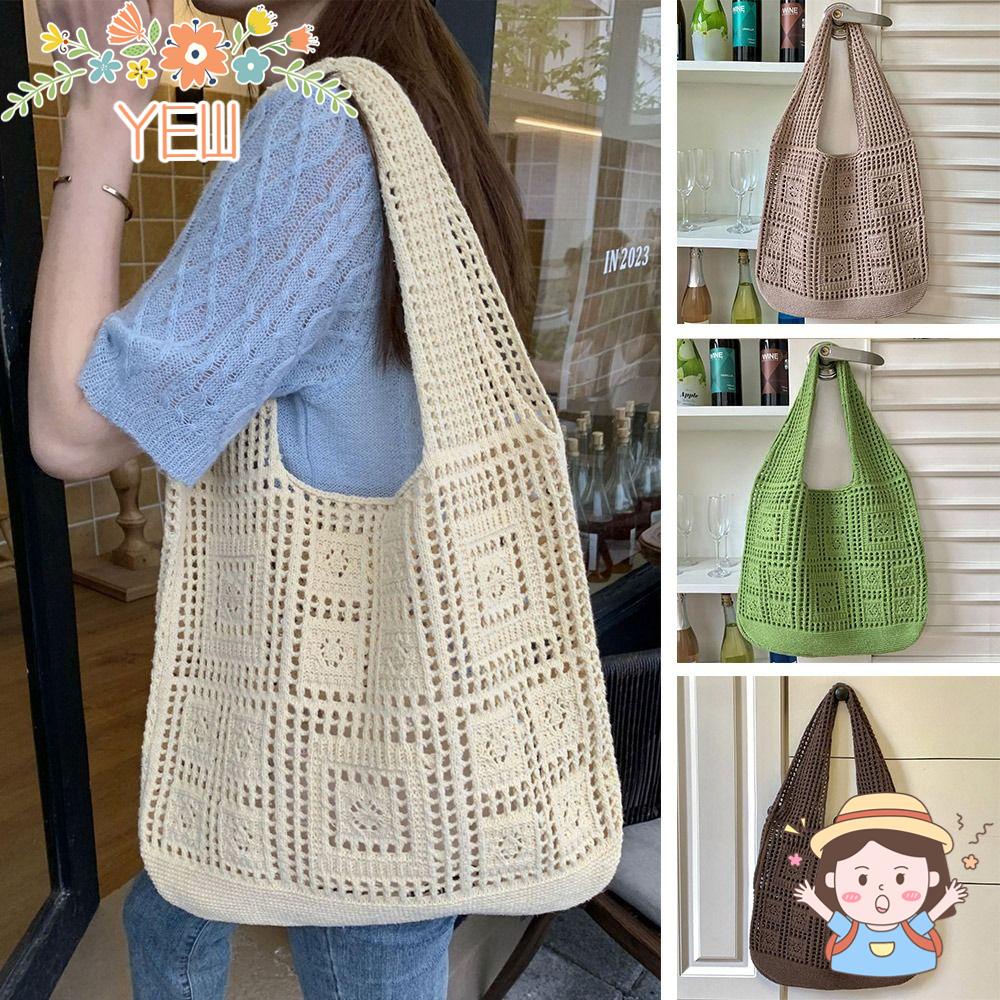 Túi Đeo Vai Đan Len Thiết Kế Đục Lỗ Thời Trang Sang Trọng Cho Nữ