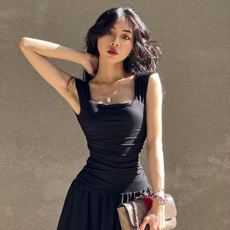 Đầm Chiffon Dáng Chữ a Lưng Cao Xếp Ly Phối Dây Bản Rộng Thời Trang Mùa Hè Quyến Rũ Cho Nữ ASW4