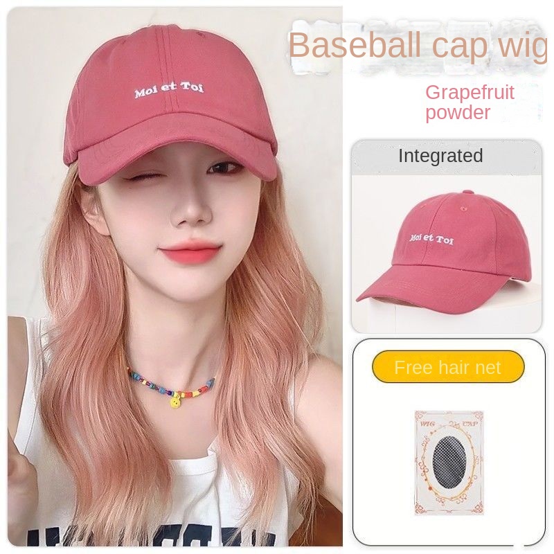 Mũ Bóng Chày Kèm Tóc Giả Dài Xoăn Tự Nhiên Mỏng Nhẹ Phong Cách Hàn Quốc Thời Trang Cho Nữ
