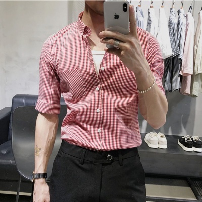 Áo Sơ Mi Nam Tay Lửng Dáng Ôm Phong Cách Hàn Quốc Thời Trang Mùa Hè 5