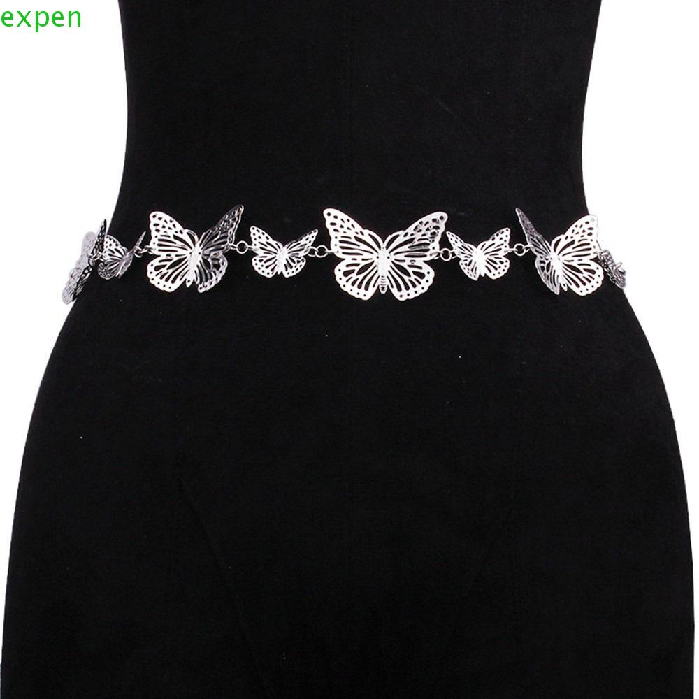 EXPEN Thắt Lưng Dây Xích Mặt Hình Bướm Phong Cách Punk Hiphop Có Thể Điều Chỉnh