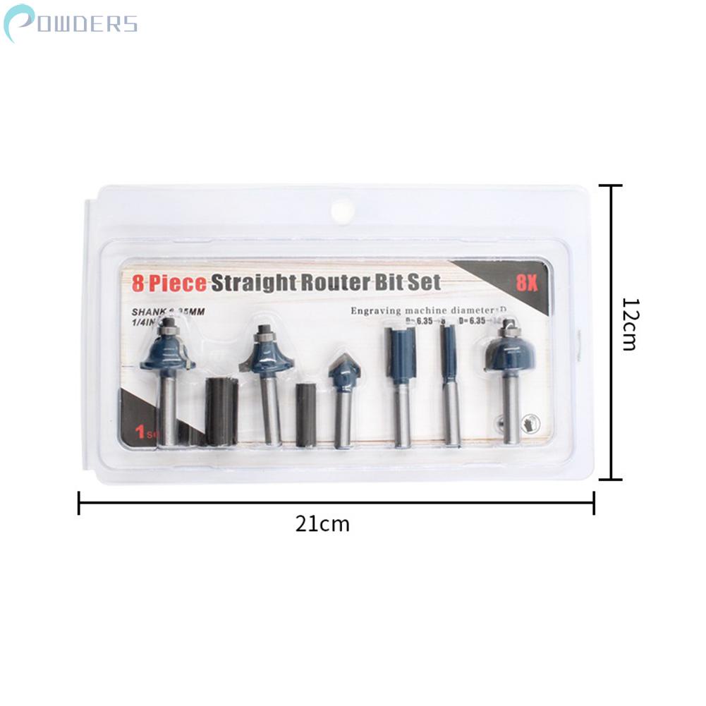 Set 8 Mũi Phay Thẳng 1 / 4 Inch Bằng Thép Chuyên Dụng Làm Đồ Thủ Công