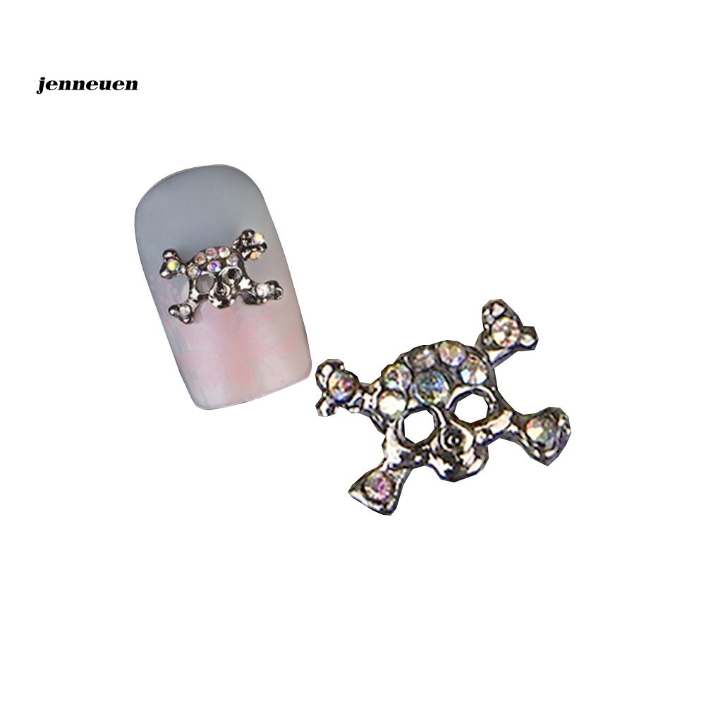 Set 10 Hộp Phụ Kiện Trang Trí Móng Nghệ Thuật Hình Đầu Lâu 3D Bằng Hợp Kim Thời Trang