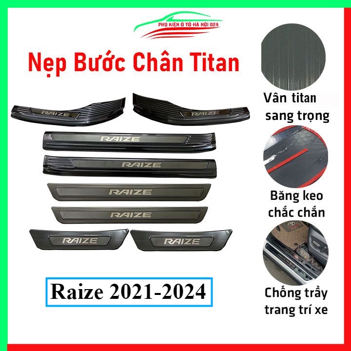 Ốp bậc cửa nẹp bước chân TITAN ô tô Raize 2021-2024 chống trầy bảo vệ xe