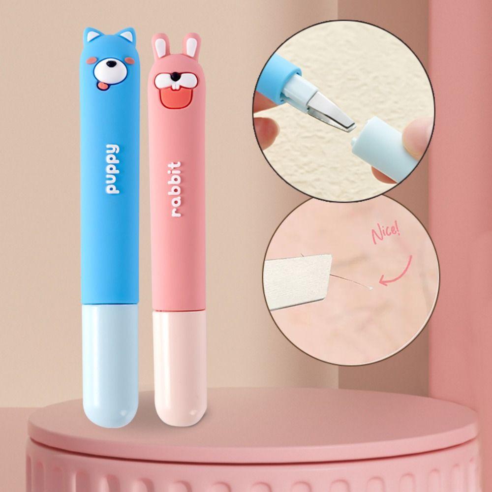 Nhíp Nhổ Lông Mày Đầu Phẳng Bằng Thép Không Gỉ Hình Thỏ & Gấu Hoạt Hình Dễ Thương Cho Nữ