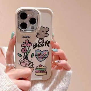 Dễ thương puppy flower khung mạ màu rắn vỏ điện thoại cho iphone 7 7plus 8 8plus xs xr 11 12 13 14 pro plus promax