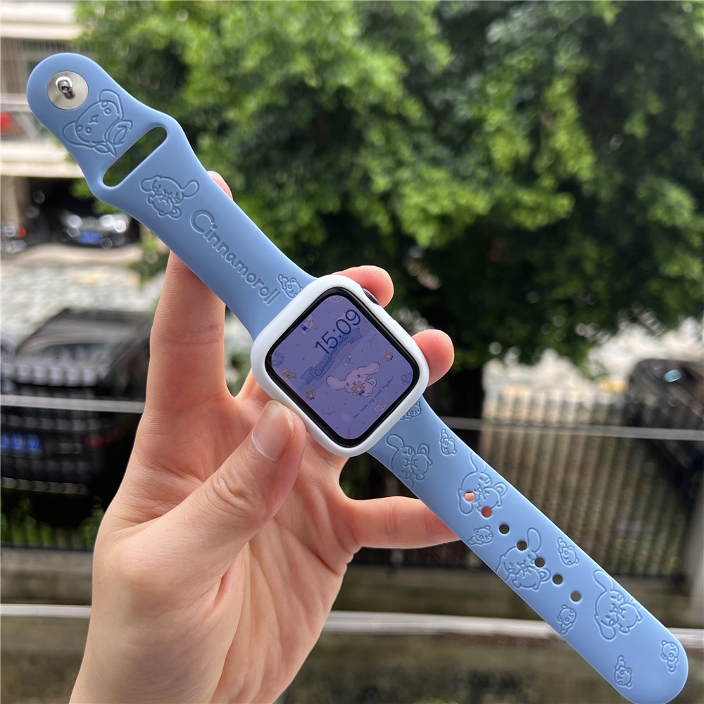 Dây Đồng Hồ Đeo Tay Họa Tiết Cinnamoroll Hoạt Hình 3D Cho Ultra 49mm S8 Series 8 7 SE 6 5 4 3 2 1