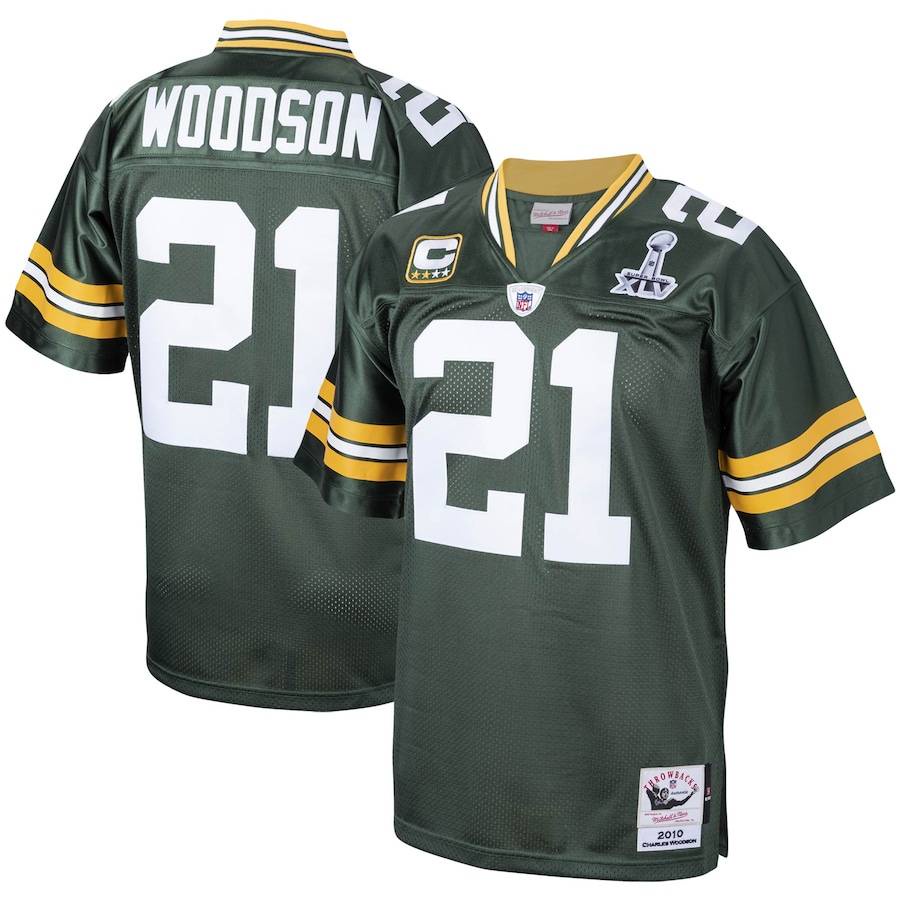 Hq1 Áo Thun Thể Thao Bóng Đá Màu Xanh Lá Phiên Bản Ban Nhạc Kích Thước QH1 2010 NFL Green Bay Packers Jersey Charles Woodson