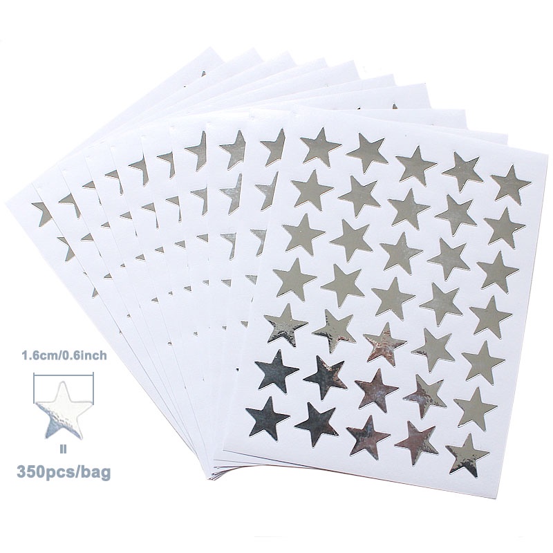 Bộ 10 Tấm Hình Dán Ngôi Sao Năm Cánh Màu Bạc Dùng Làm Phần Thưởng Cho Học Sinh Tiểu Học