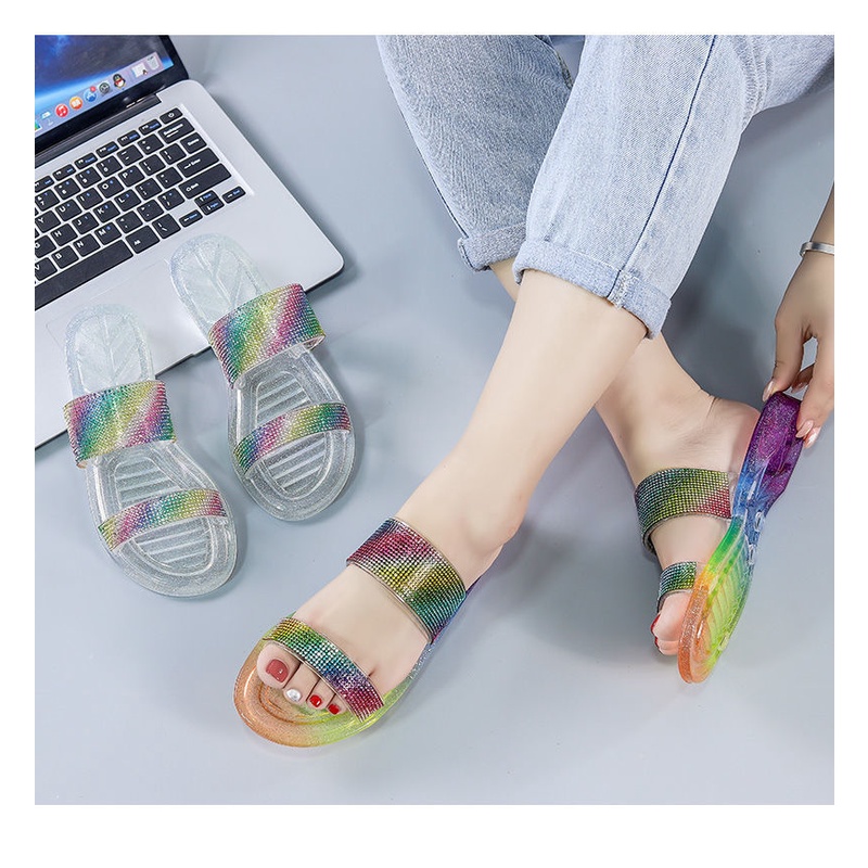 Dép Sandal 3RXT Đế Phẳng Chống Trượt Đính Kim Cương Màu Sắc Thời Trang Mùa Hè 2022 Dành Cho Bạn Nữ