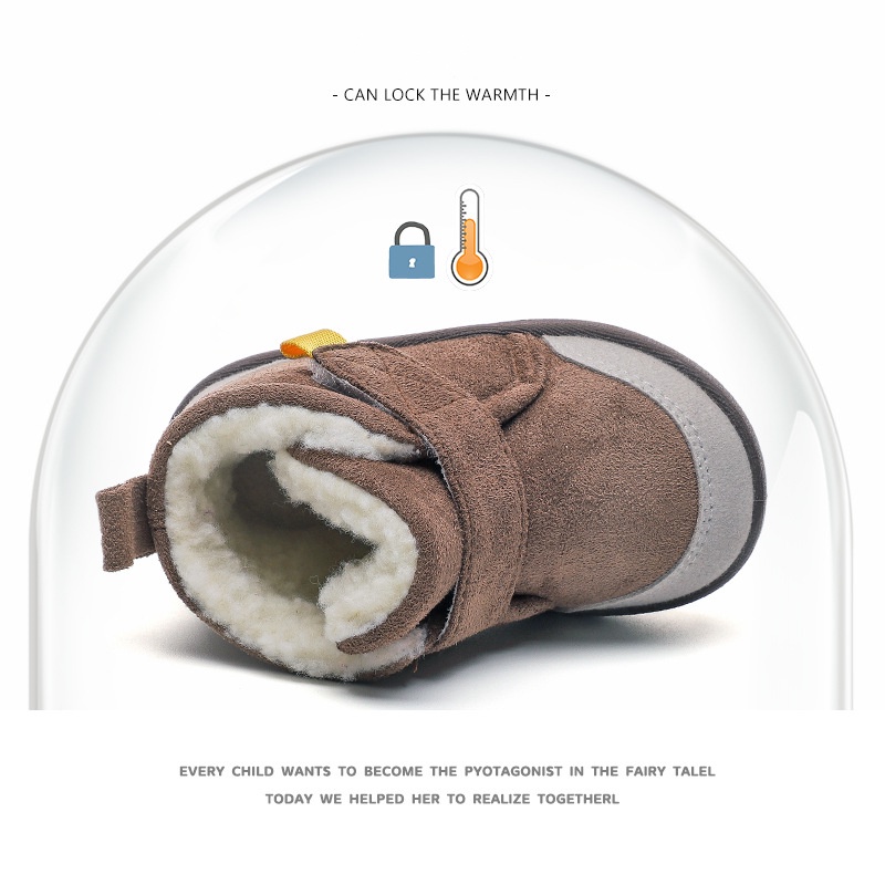 Mùa đông trẻ em giày thường bé trai bé gái ấm áp sang trọng cho trẻ mới biết đi boots anti-slip soft bottom sneakers kids snow boots baby shoes
