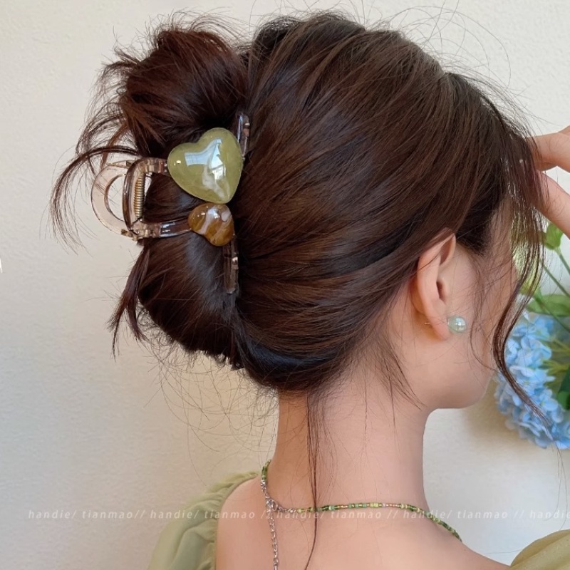 Kẹp Tóc Hình Trái Tim Màu Thạch Phong Cách Hàn Quốc Thời Trang Mùa Hè Cho Nữ