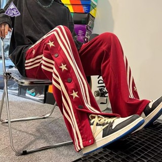  Quần Dài Thể Thao Ống Đứng Phối Sọc Thêu Hình Ngôi Sao Màu Tương Phản Thời Trang Cho Nam 