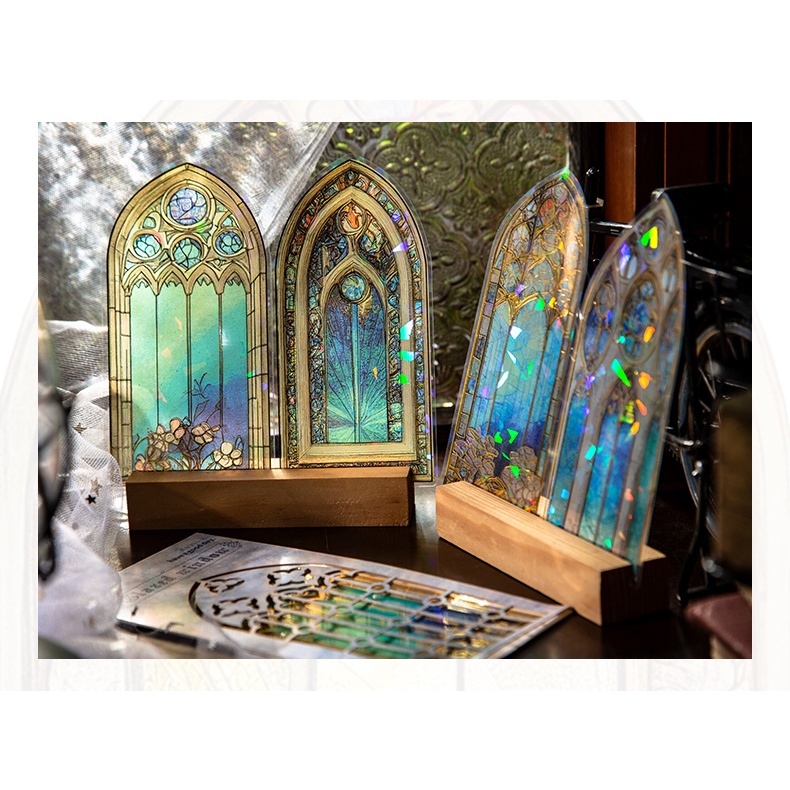 Bộ 10 Tấm Sticker Dán Cửa Sổ Bằng PET Tạo Hình Hoa Lá Kiểu Vintage