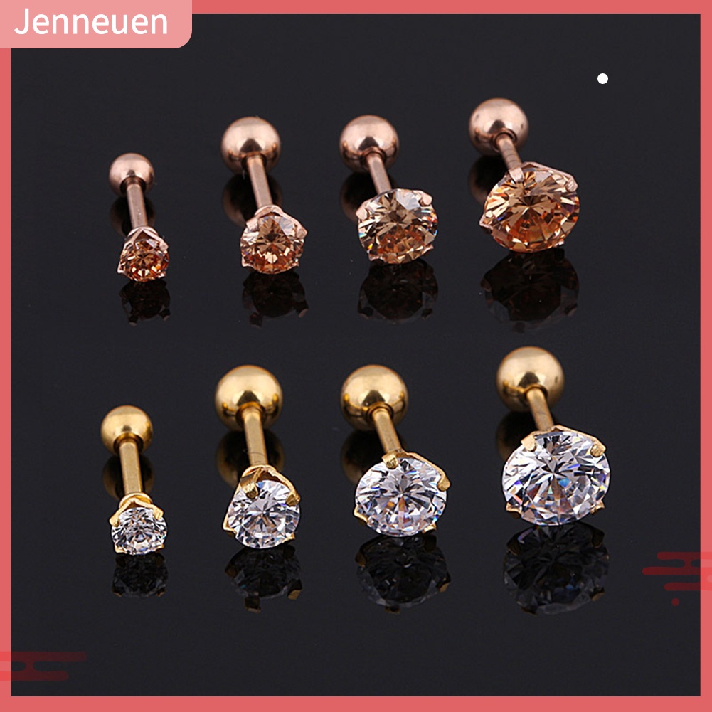 1 Khuyên Tai Thép Titan Dát Đá Zirconia Thời Trang Unisex