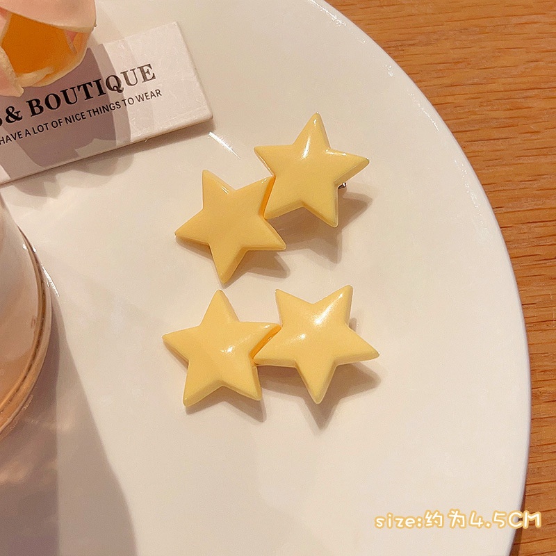 Kẹp Tóc Mỏ Vịt Hình Ngôi Sao / Bông Hoa Màu Vàng Dễ Thương Dùng Dự Tiệc Đơn Giản Dành Cho Bé Gái