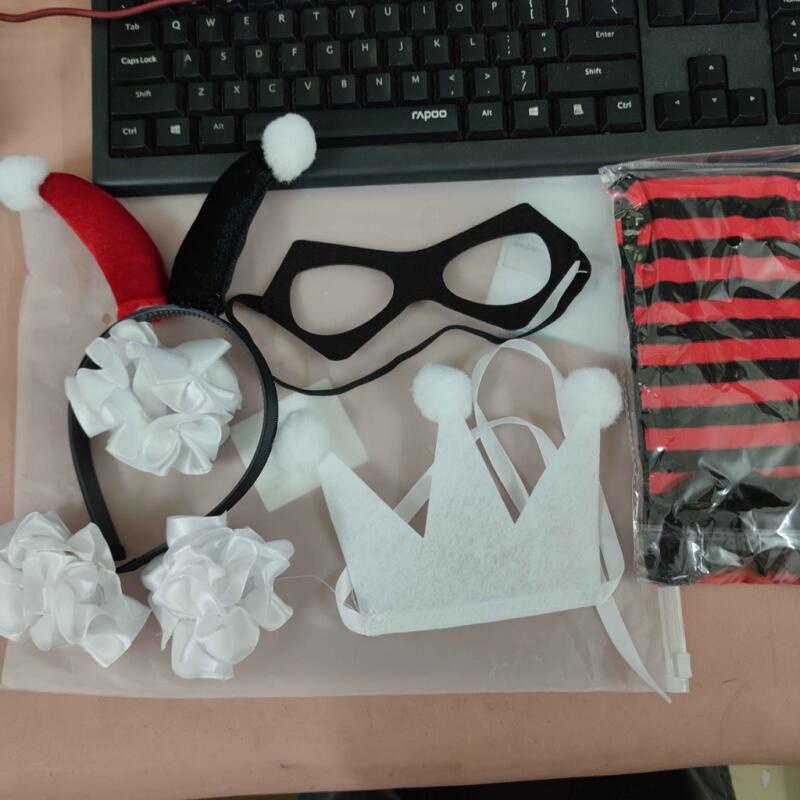 Harley quinn cosplay trang phục cho bé gái chú hề joker tutu dress cho trẻ em cô gái với băng đô vớ màu đen đỏ tiệc sinh nhật vestido