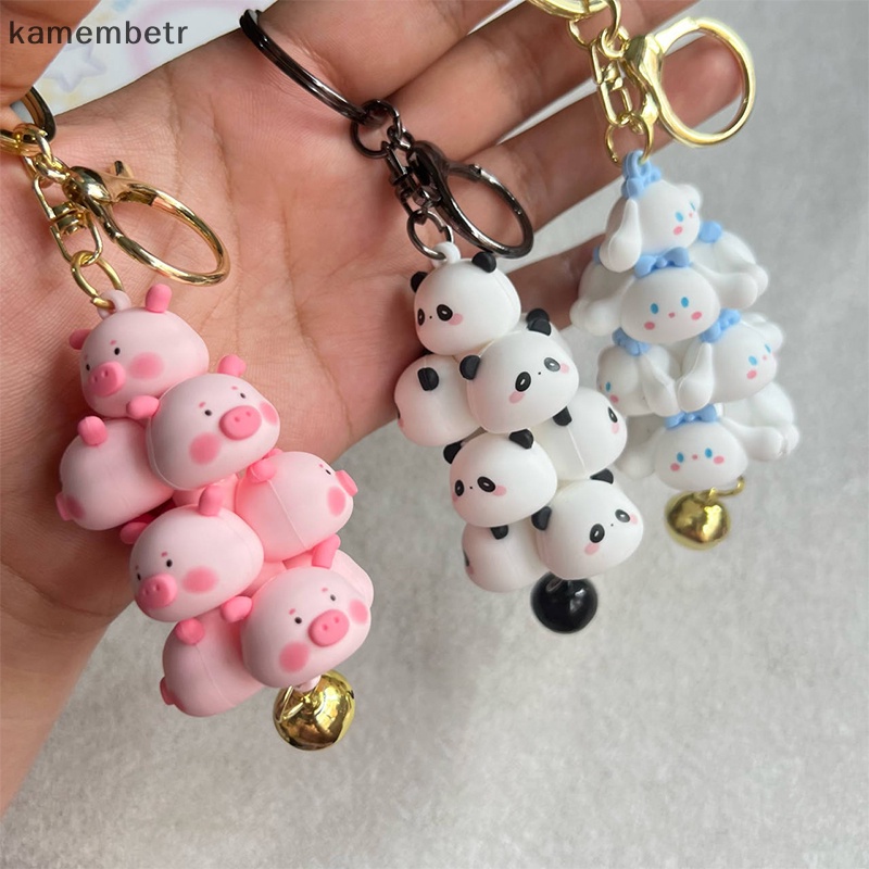 Kam Móc Khóa Thú Cưng / Gấu Trúc / Heo Con Dễ Thương Sáng Tạo Có Chuông Ch Tinh Tế Làm Quà Tặng Cho