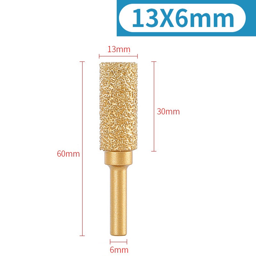 Đầu kim cương burr đầu kim cương vàng nhám đầu mài trục tròn 6mm
