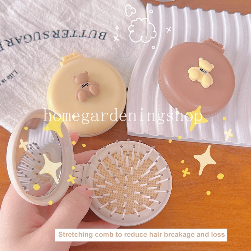 Lược Chải Tóc Mini Kèm Gương Dạng Gập Hình Hoạt Hình Dễ Thương Có Thể Gập Lại Cho Học Sinh Nữ