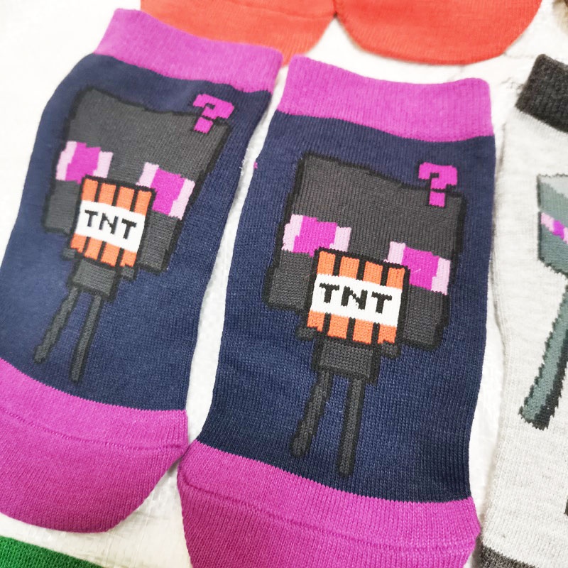 Set 5 Đôi Tất Cotton Hoạ Tiết Minecraft Cho Bé