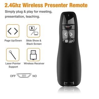 Bút Thuyết Trình R400 2.4Ghz USB Không Dây Xoay Được Có Đèn Đỏ Điều Khiển Từ Xa Dùng Làm Trình Chiếu