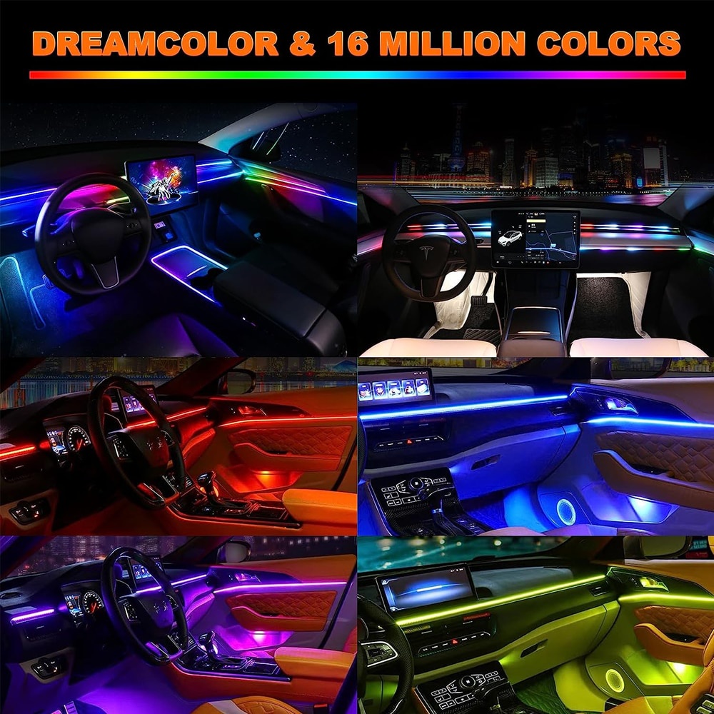 Dây Đèn LED RGB 5V Cổng USB Trang Trí Nội Thất Xe Hơi Kèm Điều Khiển Từ Xa