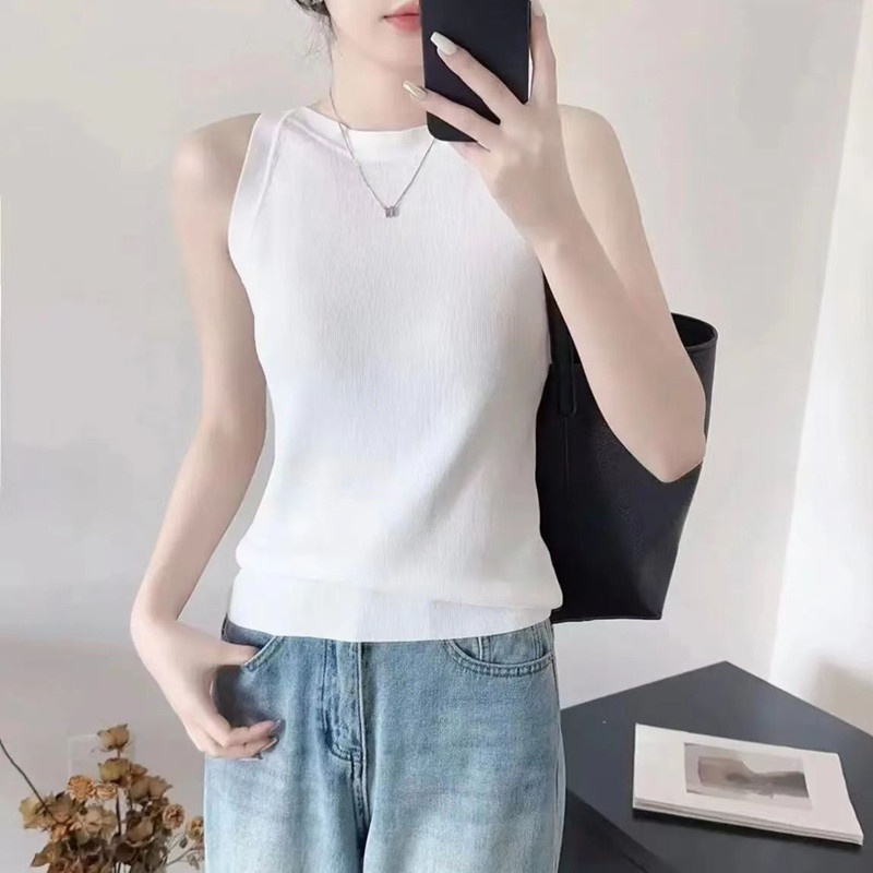 Áo Dệt Kim Nữ Sát Nách Kẻ Sọc Ngang Phong Cách Mới