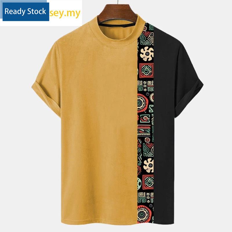 Vintage men's t-shirt sọc 3d tay ngắn áo sơ mi tees thời trang harajuku in t áo sơ mi quá khổ thời trang dạo phố quần áo nam rộng rãi