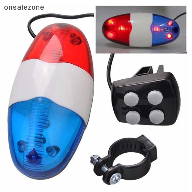 Onsale 6 led 4 tone chuông xe đạp đèn cảnh sát còi điện tử còi báo động trẻ em xe đạp scoote mới