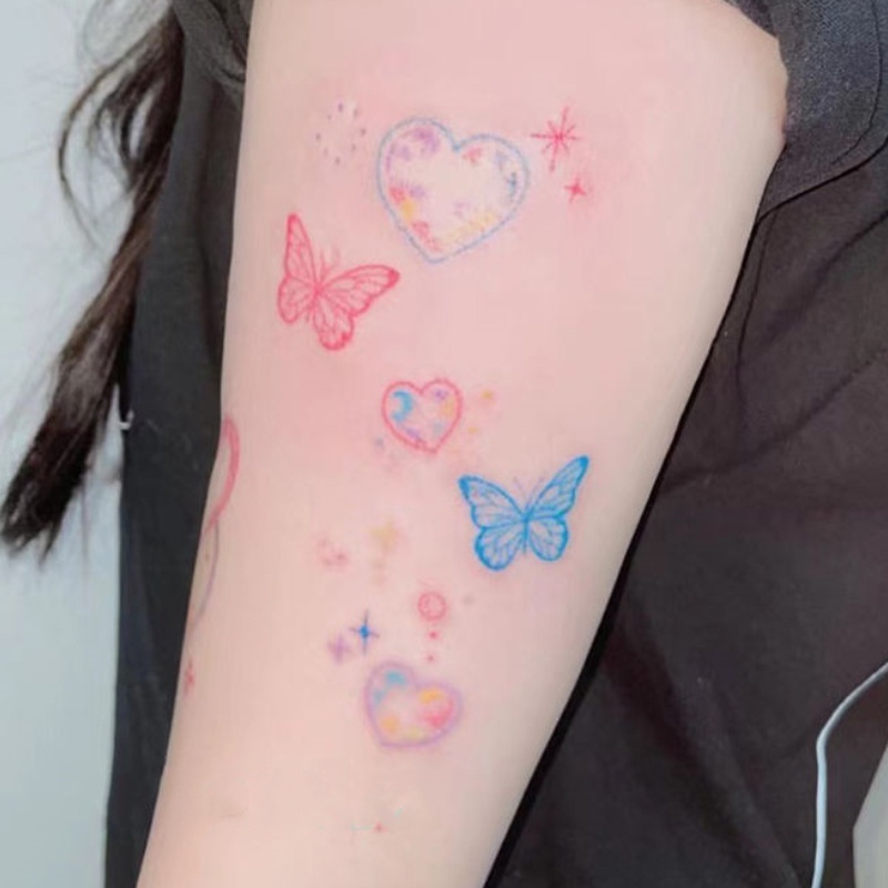 Hình Xăm Dán Tạm Thời Họa Tiết Bướm Nhiều Màu Sắc Chống Nước Lâu Trôi 7 Ngày Cho Nữ