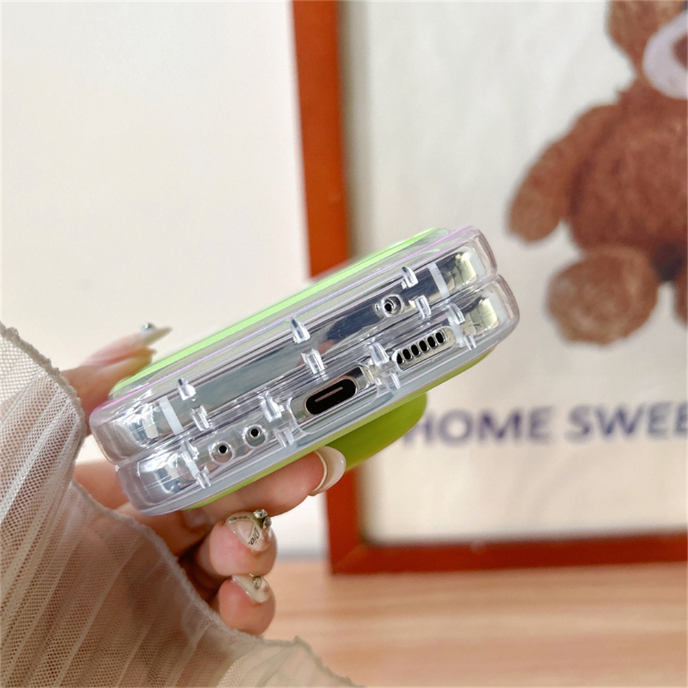 Ốp Điện Thoại tpu Mềm Hình Ếch Xanh Hoạt Hình Dễ Thương Có Dây Đeo Cho Samsung Galaxy Z Flip 5 Z Flip 3 Flip 4