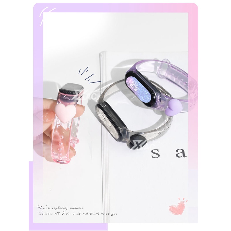 Dây Đeo Cổ Tay Bằng Silicon Màu Hồng Cho Xiaomi Mi Band 8 3 4 5 6 7 8 5 6 7 6 3 4 5 6 7 8 7
