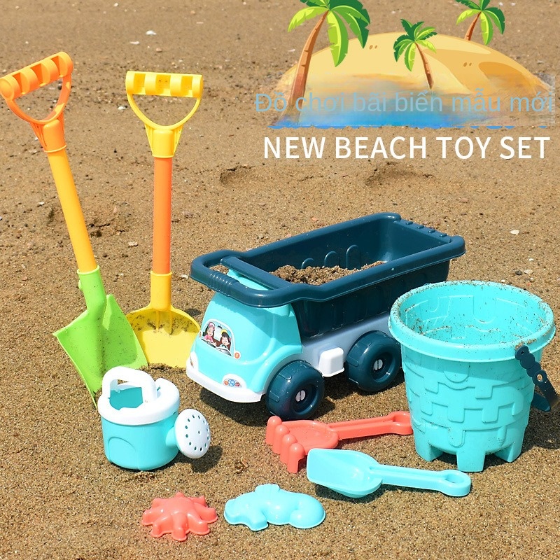 Bộ Đồ Chơi Xe Đẩy / Xe Hơi / Đồng Hồ Cát Cỡ Lớn In Hoạt Hình Dễ Thương Thời Trang Đi Biển Mùa Hè Cho Bé